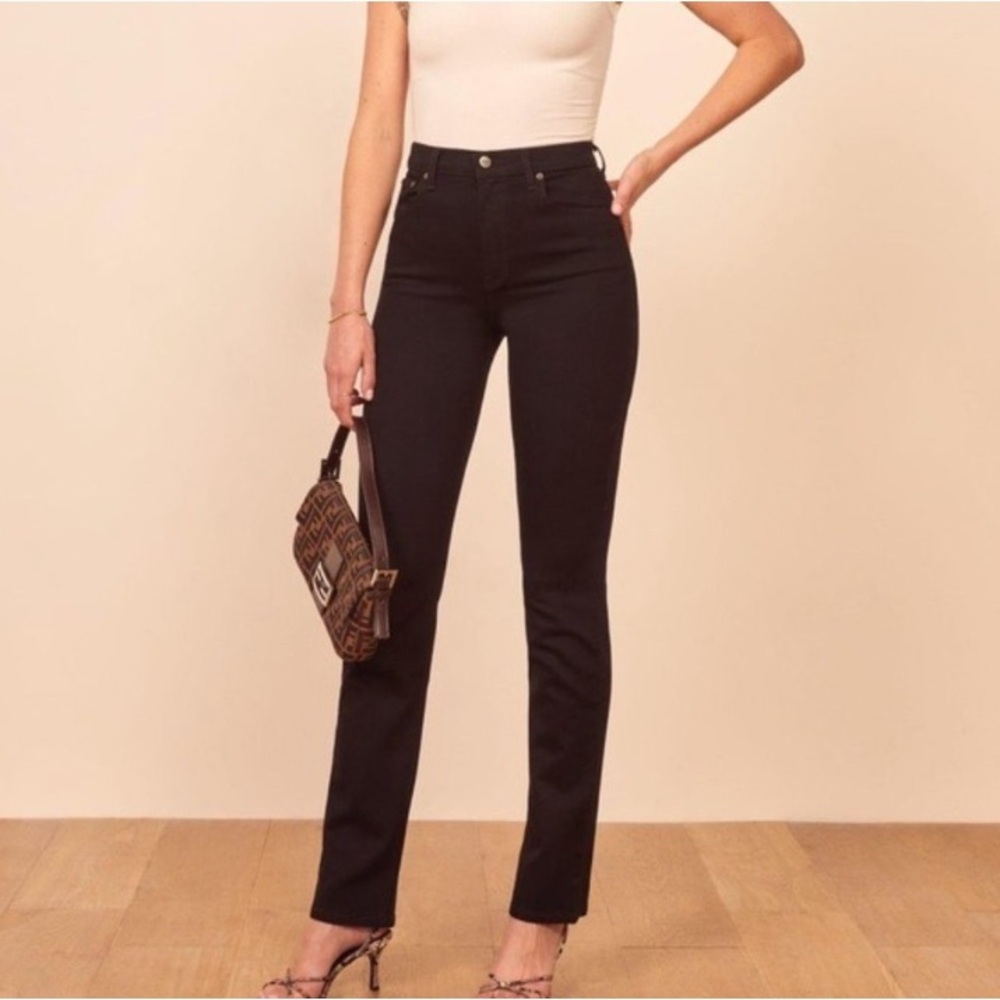 Reformation high waist Audrey black pants - size 24 - Picture 2 of 6